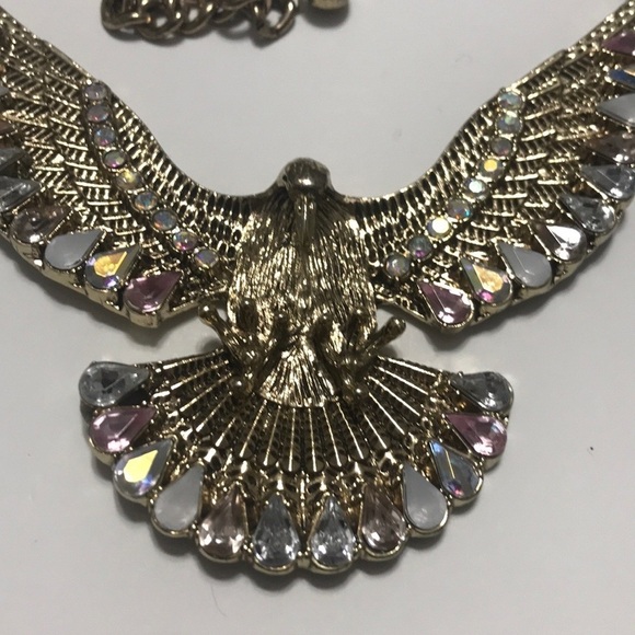 Eagle Pendant Jewelry Large Gold Tone Jeweled Textured Dimensional Chunk… - Picture 6 of 15